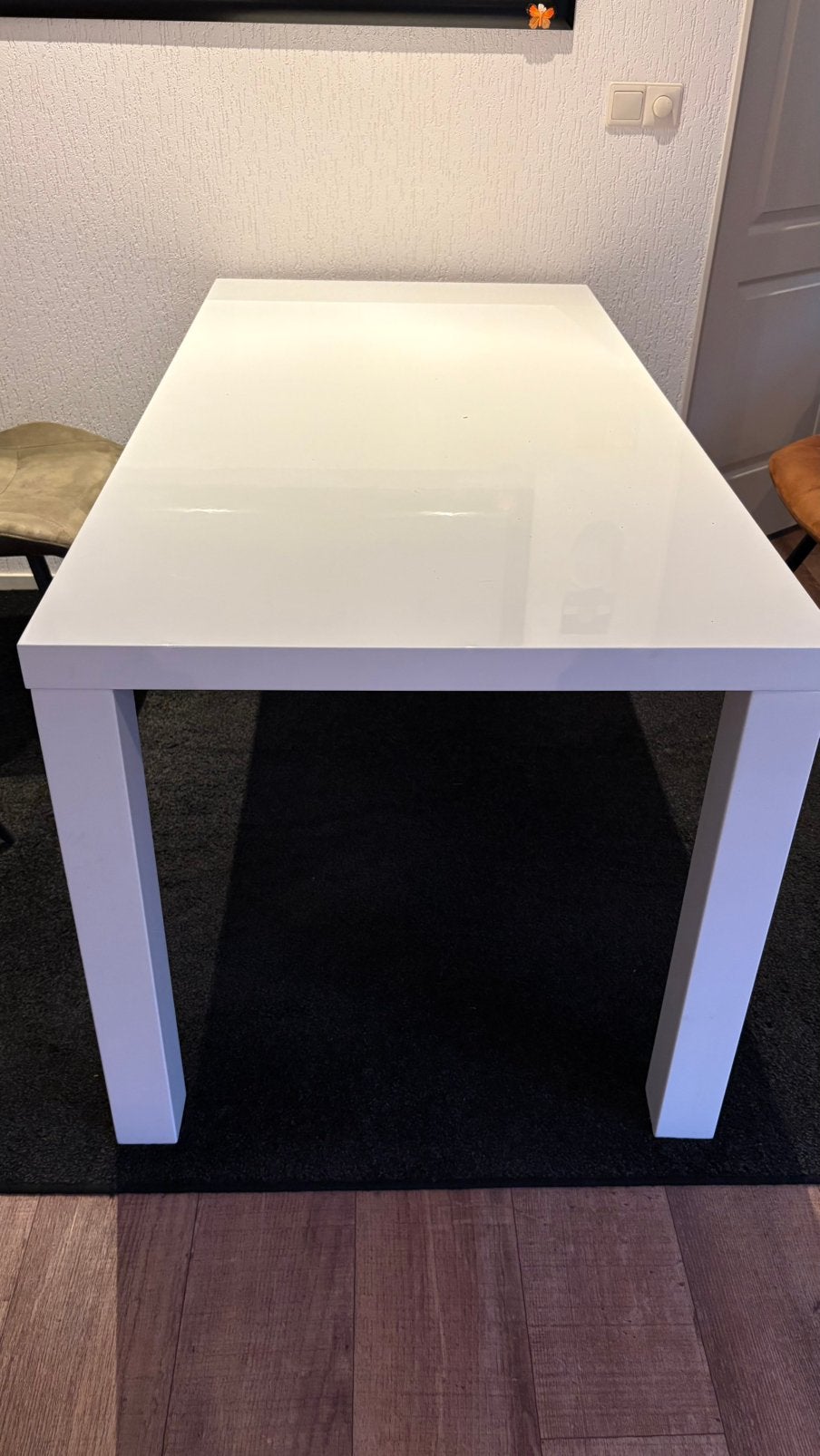 Leuke witte (glans) eettafel, Huis en Inrichting, Tafels | Eettafels, Ophalen, Gebruikt, 50 tot 100 cm, 150 tot 200 cm