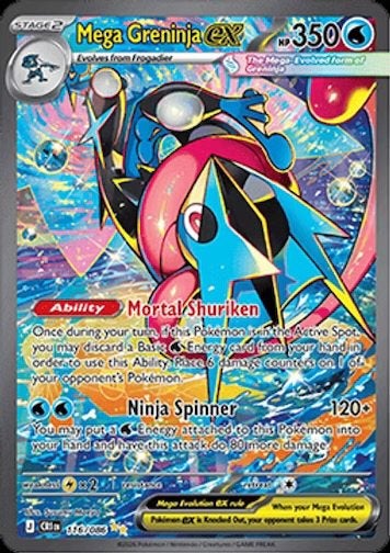 2026 Pokémon Mega Greninja EX CRI #116 RAW, Ophalen of Verzenden, Zo goed als nieuw