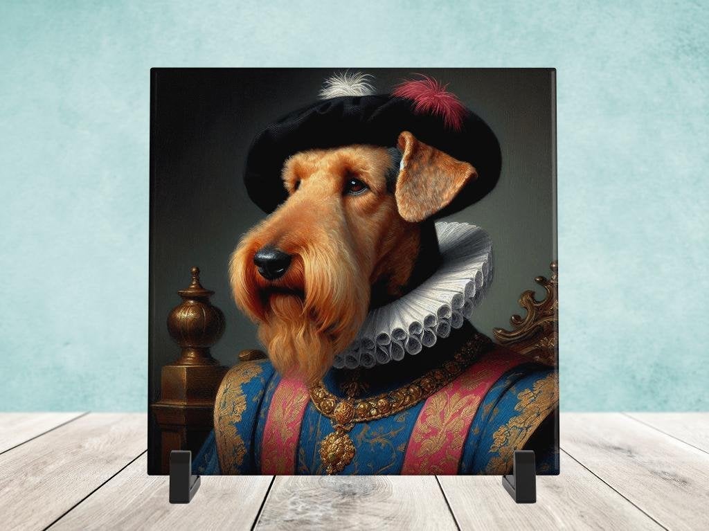 Barok stijl - Airedale Terrier tegel, Verzenden, Nieuw