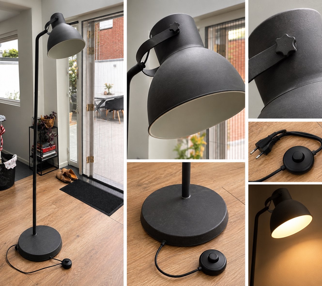 Ikea Hektor Vloerlamp grijs., Ophalen, Gebruikt, E27 (groot), Industriel