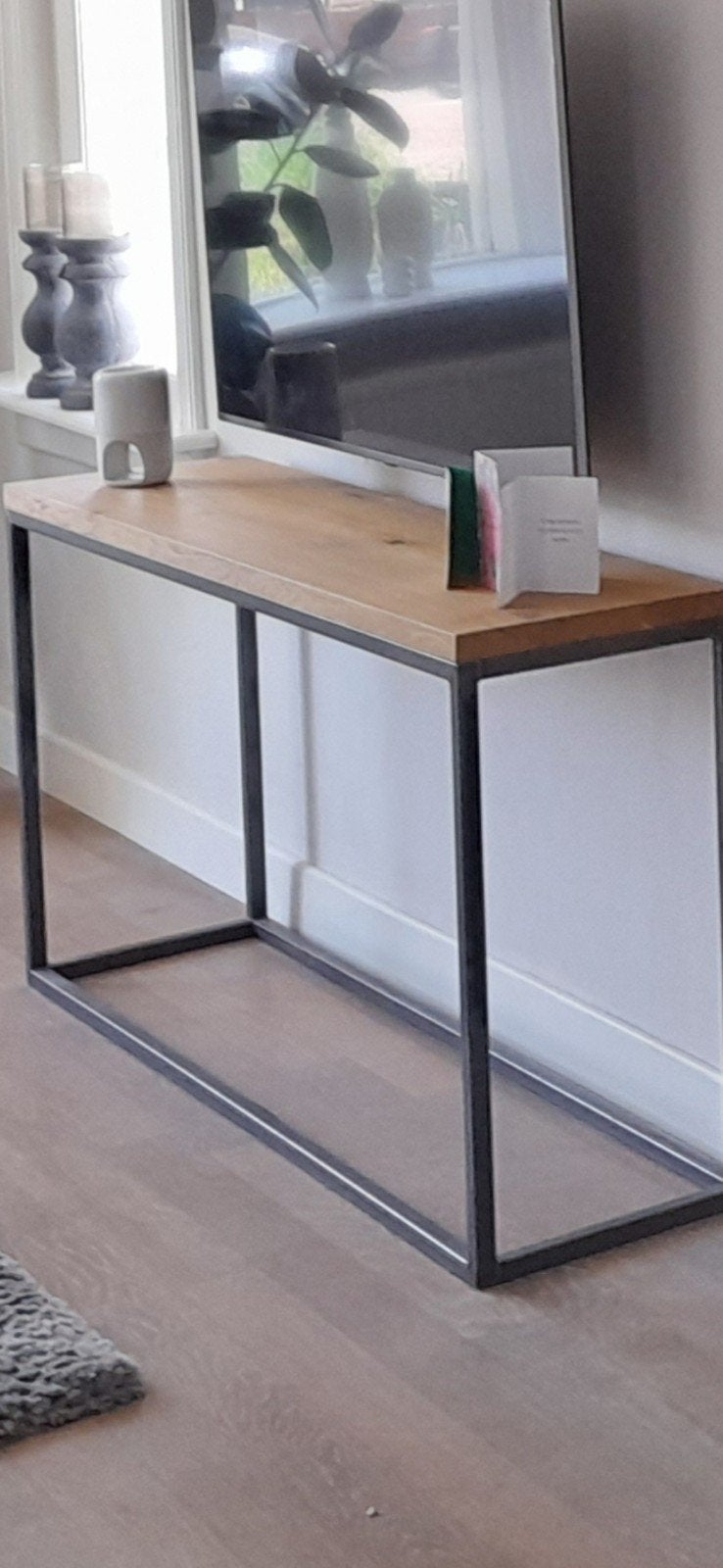 side table met eiken blad, Huis en Inrichting, Ophalen, 25 tot 50 cm, Rechthoekig
