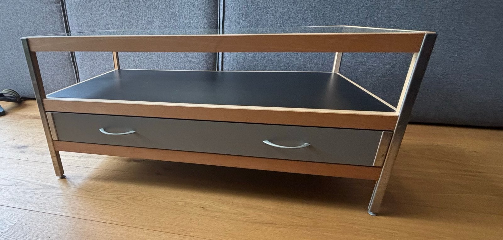 Kewlox Moduloo salontafel /TV kast met lade en glasplaat, Ophalen, Gebruikt, 100 tot 150 cm, 50 tot 100 cm