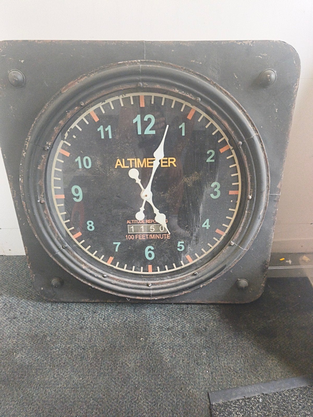 Vintage Vliegtuig Altimeter Klok - Uniek Decorstuk, Ophalen of Verzenden