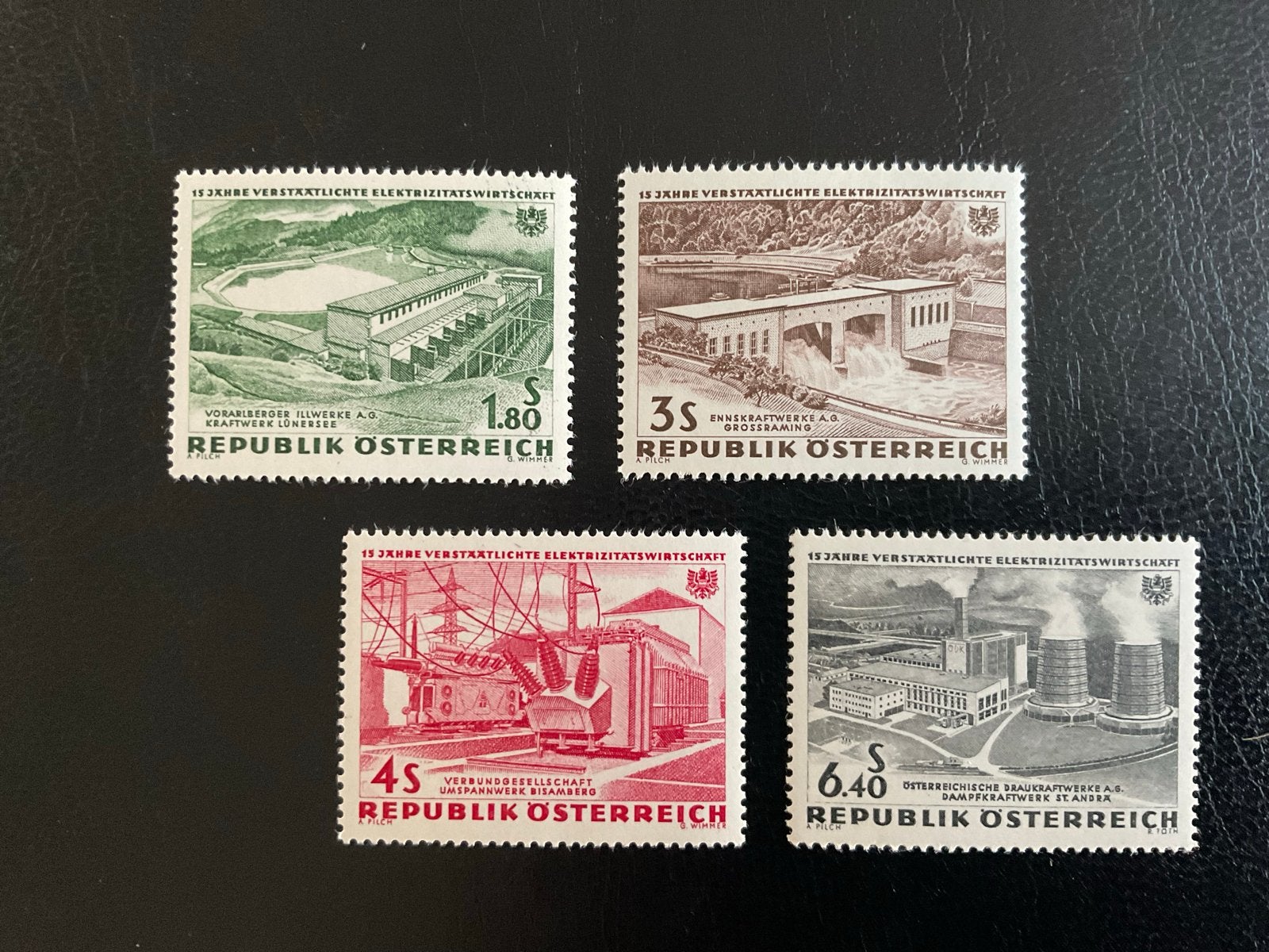 Oostenrijkse postzegels 1962 - Elektriciteitssector (4/6), Verzenden, Overige landen, Gestempeld