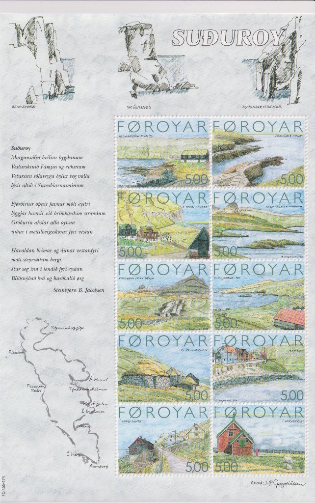 Faeröer 2004 Blok Schilderijen dorpjes, Verzenden, Postfris, Dier of Natuur