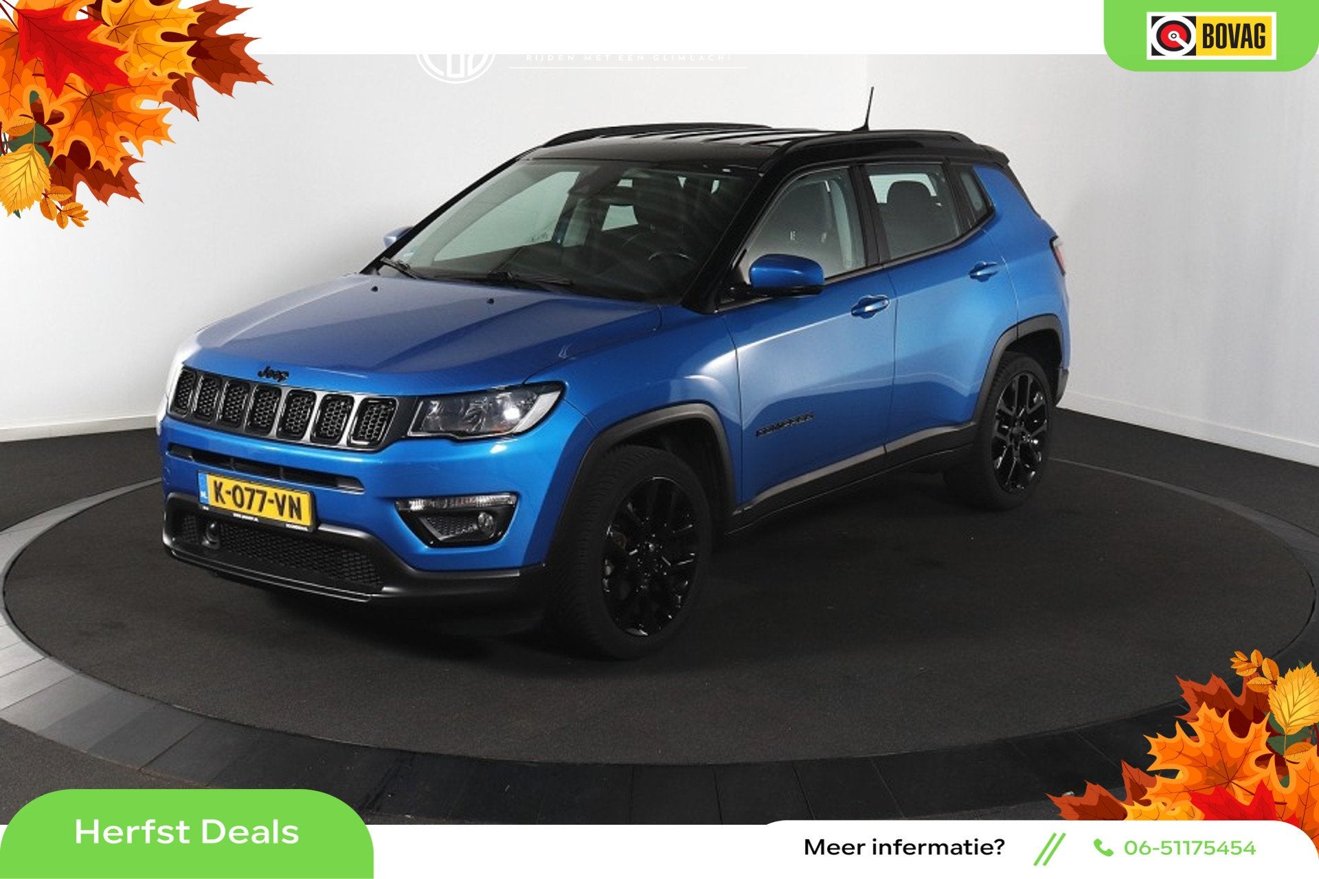 Jeep Compass 1.3T Night Eagle - Automaat - Navi - Climate -, Auto's, Dealer onderhouden, 4 cilinders, 150 pk, Blauw