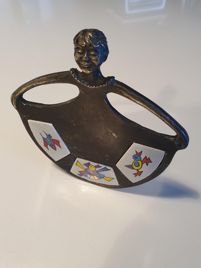 Bronzen schommelsculptuur met ingeleg Corry Ammerlaan €59, Ophalen of Verzenden, Brons