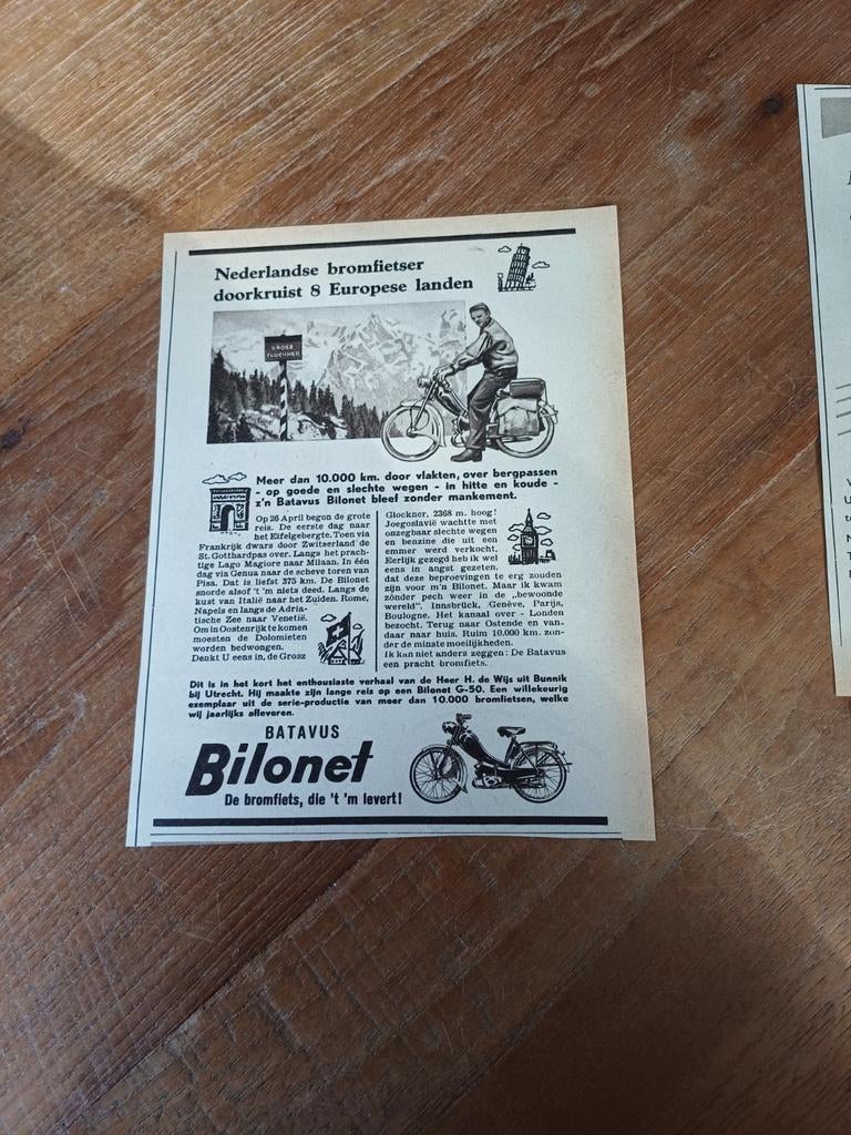 Advertentie van Batavus bilonet bromfiets 1955, Ophalen of Verzenden, Zo goed als nieuw, Overige typen
