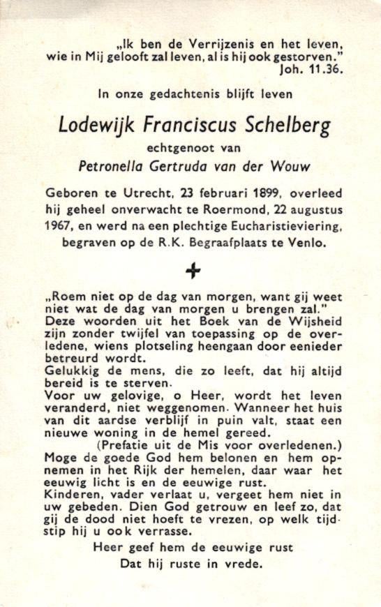 Schelberg Lodewijk Franciscus Utrecht 1899-1967 Venlo, Ophalen of Verzenden