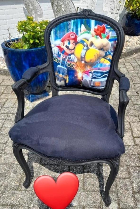 Dames fauteuile opnieuw gestoffeerd super mario, Ophalen of Verzenden, Zo goed als nieuw, 75 tot 100 cm