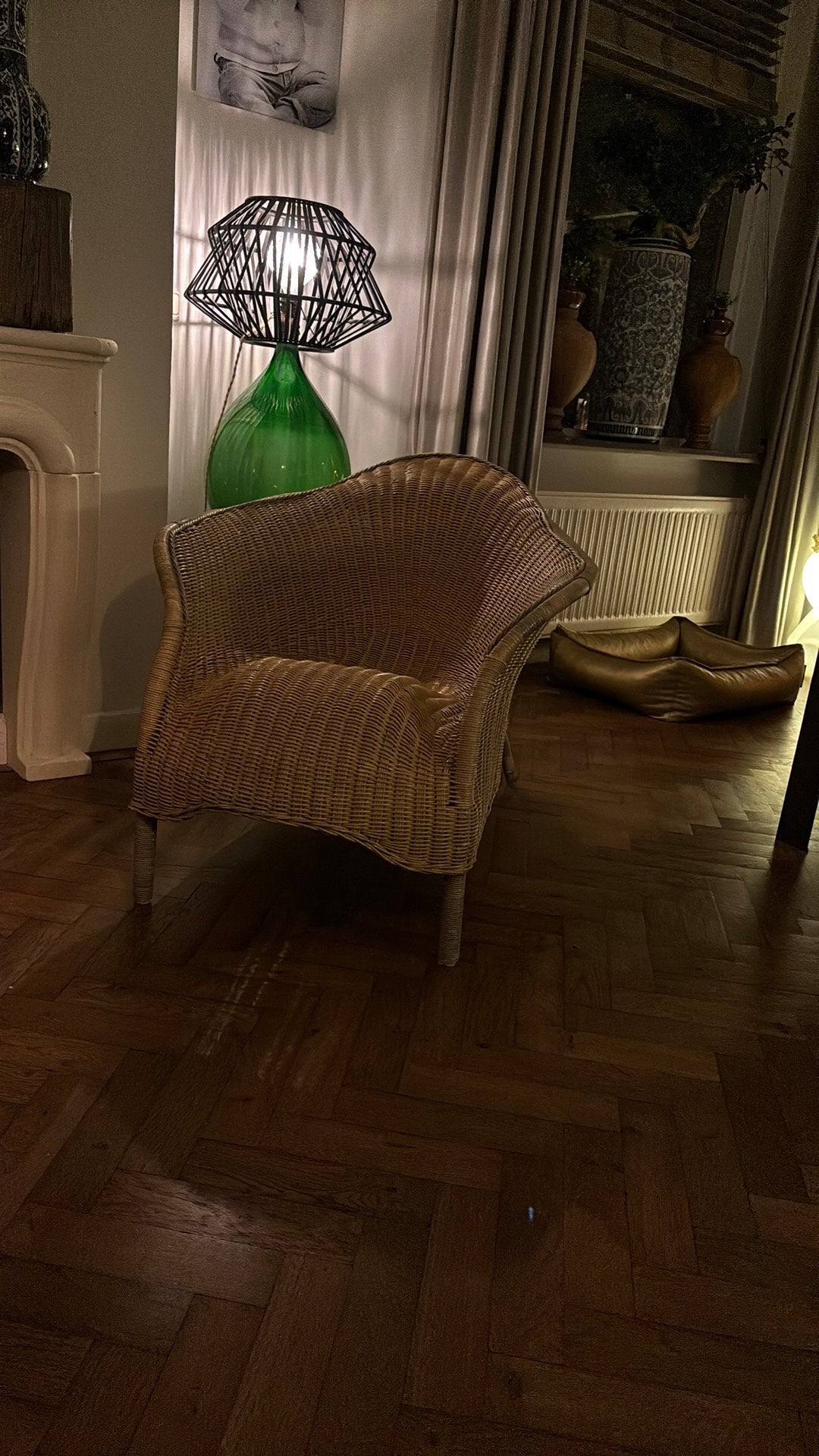 Retro rieten stoel vintage, Huis en Inrichting, Ophalen, Zo goed als nieuw, Bruin, Eén