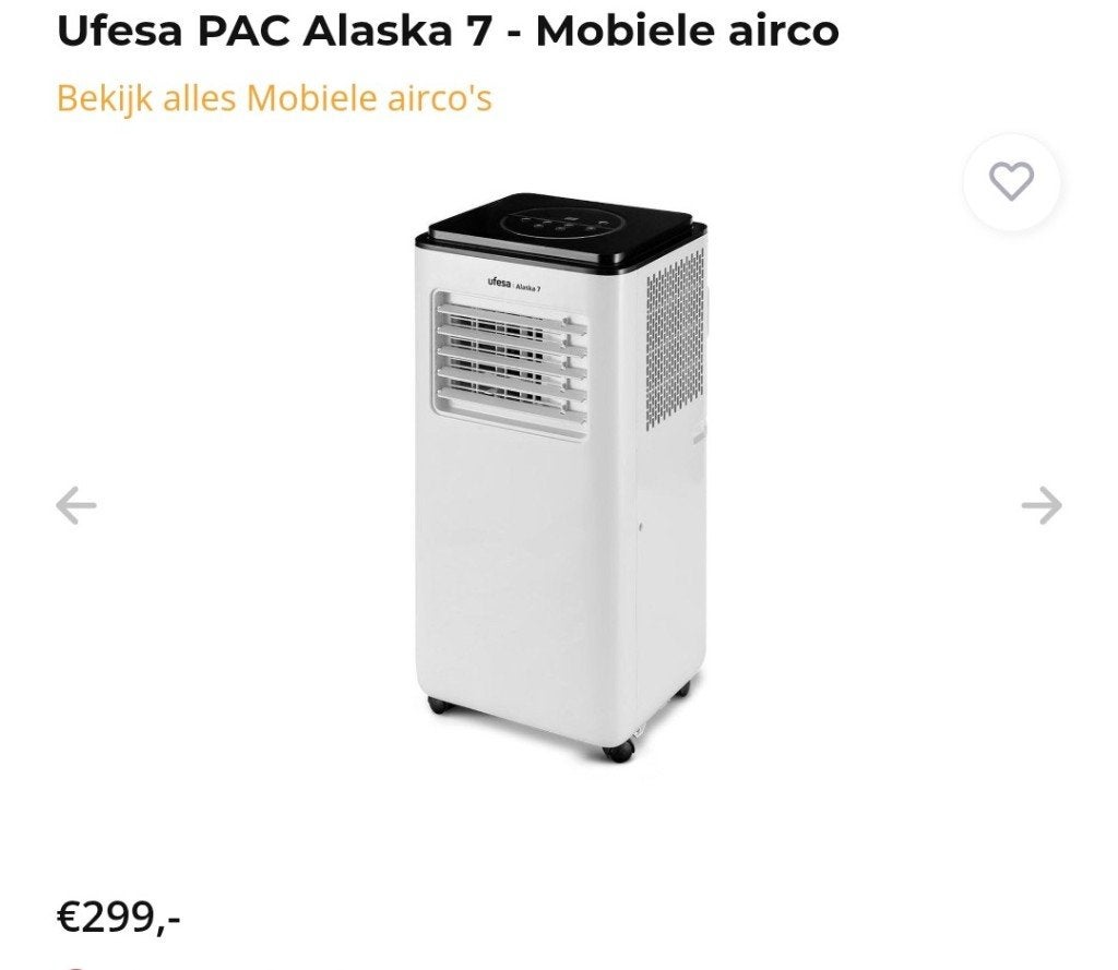 Z.g.a.n. mobiele airco Ufesa Alaska 7, Witgoed en Apparatuur, Airco's, Ophalen, Minder dan 60 m³, Timer, 3 snelheden of meer