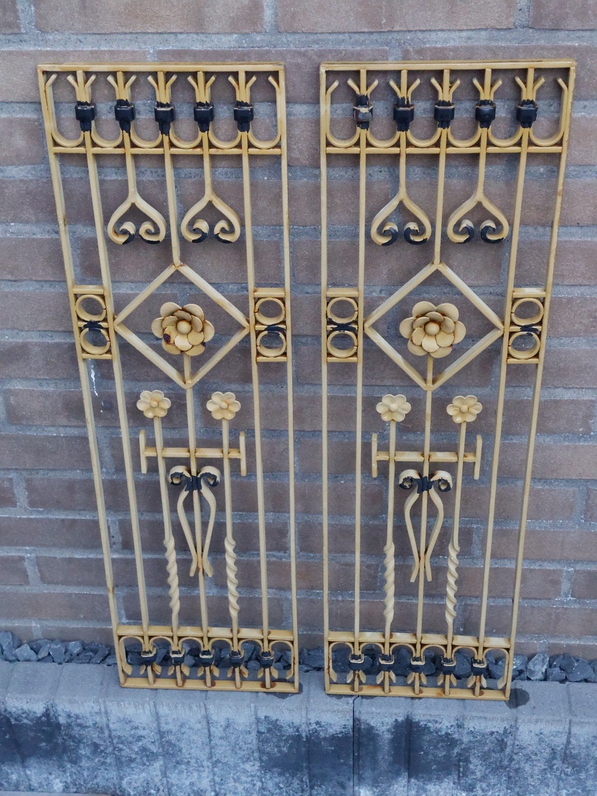 Decoratieve smeedijzeren panelen met bloemmotief, Ophalen, Gebruikt, IJzer, Sierhekwerk