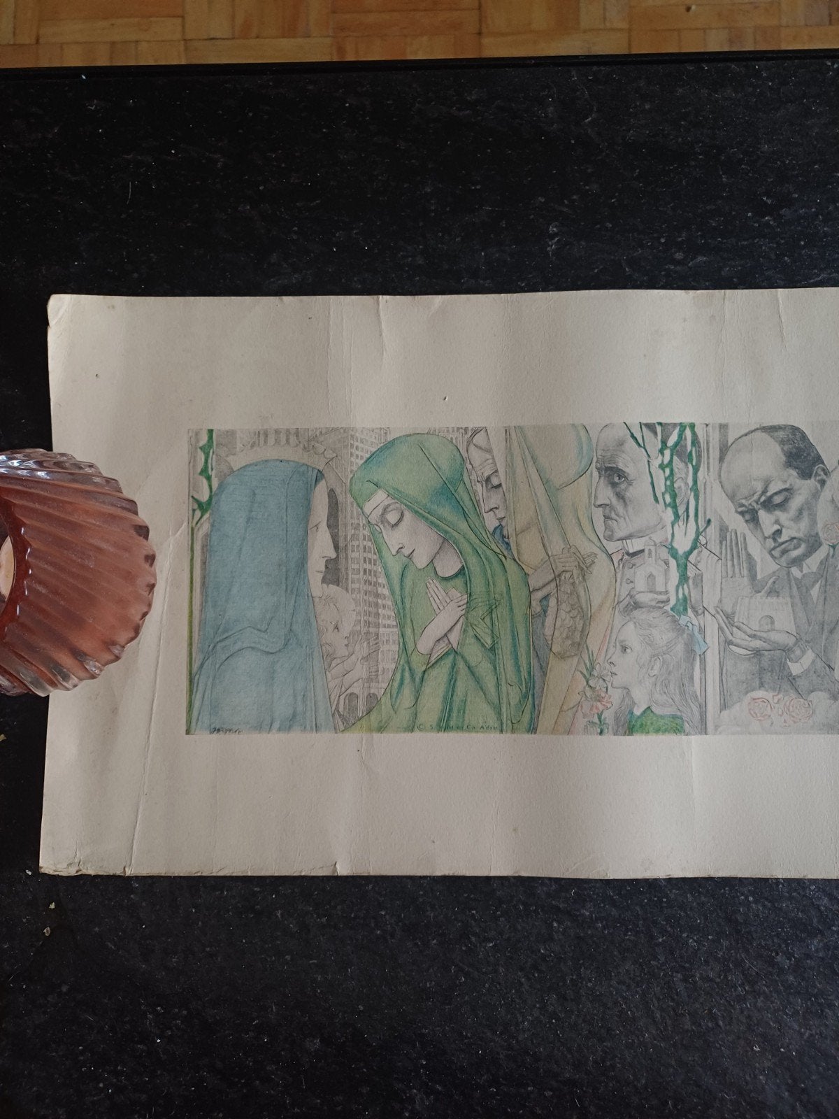 gebeds prentjes oude print o.a. van jan toorop., Ophalen of Verzenden