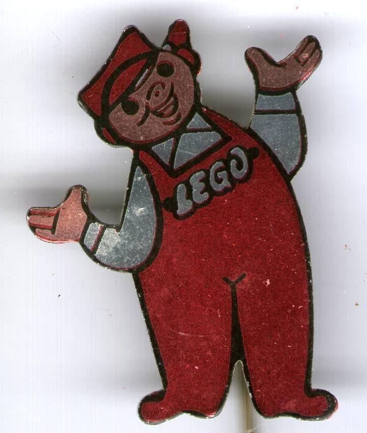 LEGO mannetje rood op blik speldje ( W_331 ), Verzenden, Zo goed als nieuw, Figuurtje, Speldje of Pin