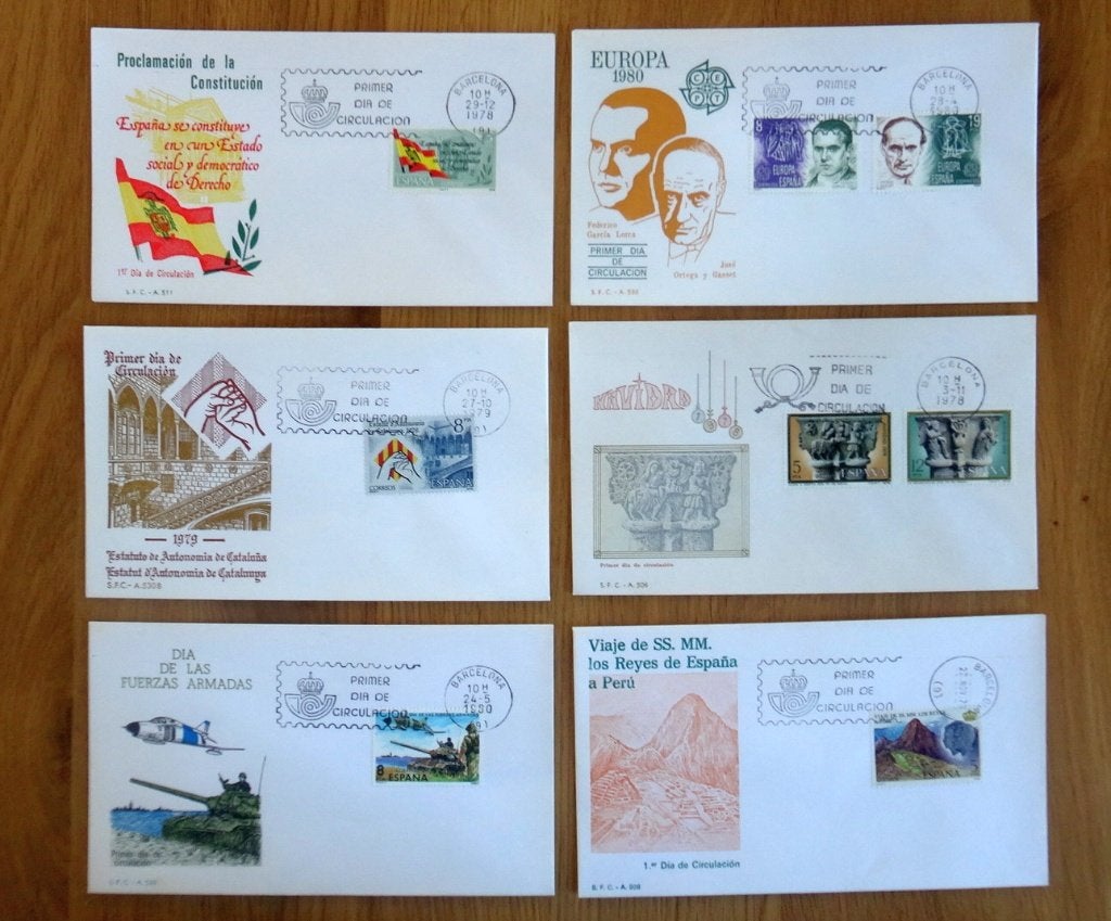 19 Spaanse enveloppen met fraaie postzegels., Postzegels en Munten, Brieven en Enveloppen | Buitenland, Ophalen of Verzenden, Envelop