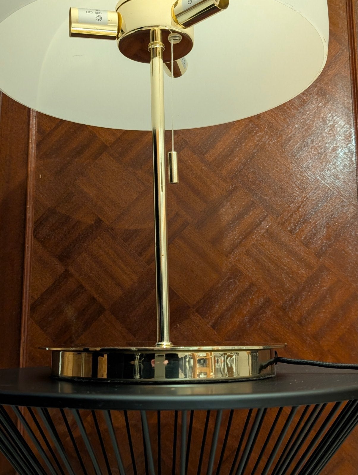 Champignon lamp goud kleurig met wit opaalglas, Ophalen, Bureaulamp, Overige merken, 48 cm