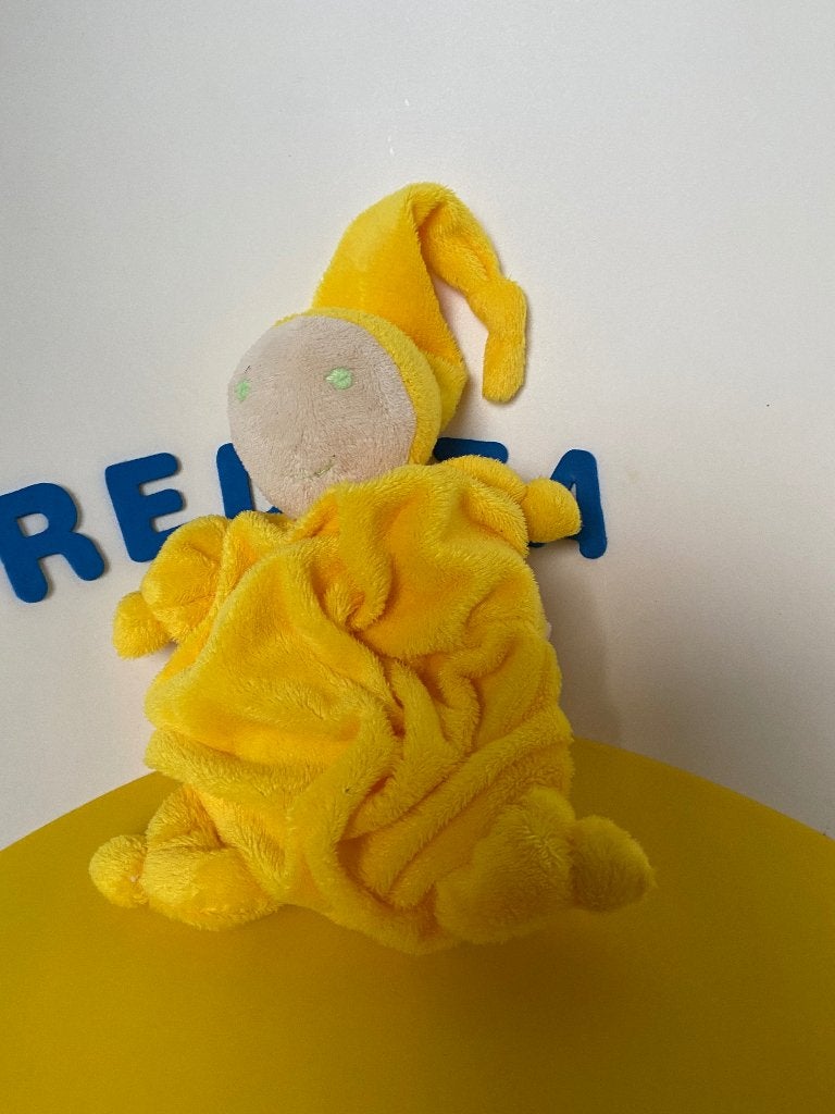 K1644 difrax pop popje geel vierkant, Kinderen en Baby's, Ophalen of Verzenden, Zo goed als nieuw, Overige typen