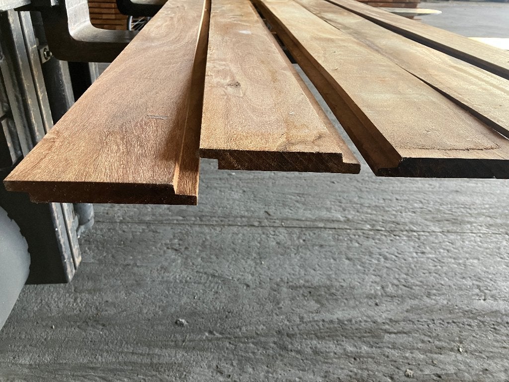 planken-channelsiding-schutting-wanddelen-Hardhout-20x125 mm, Ophalen, Planken, Nieuw, Hardhout