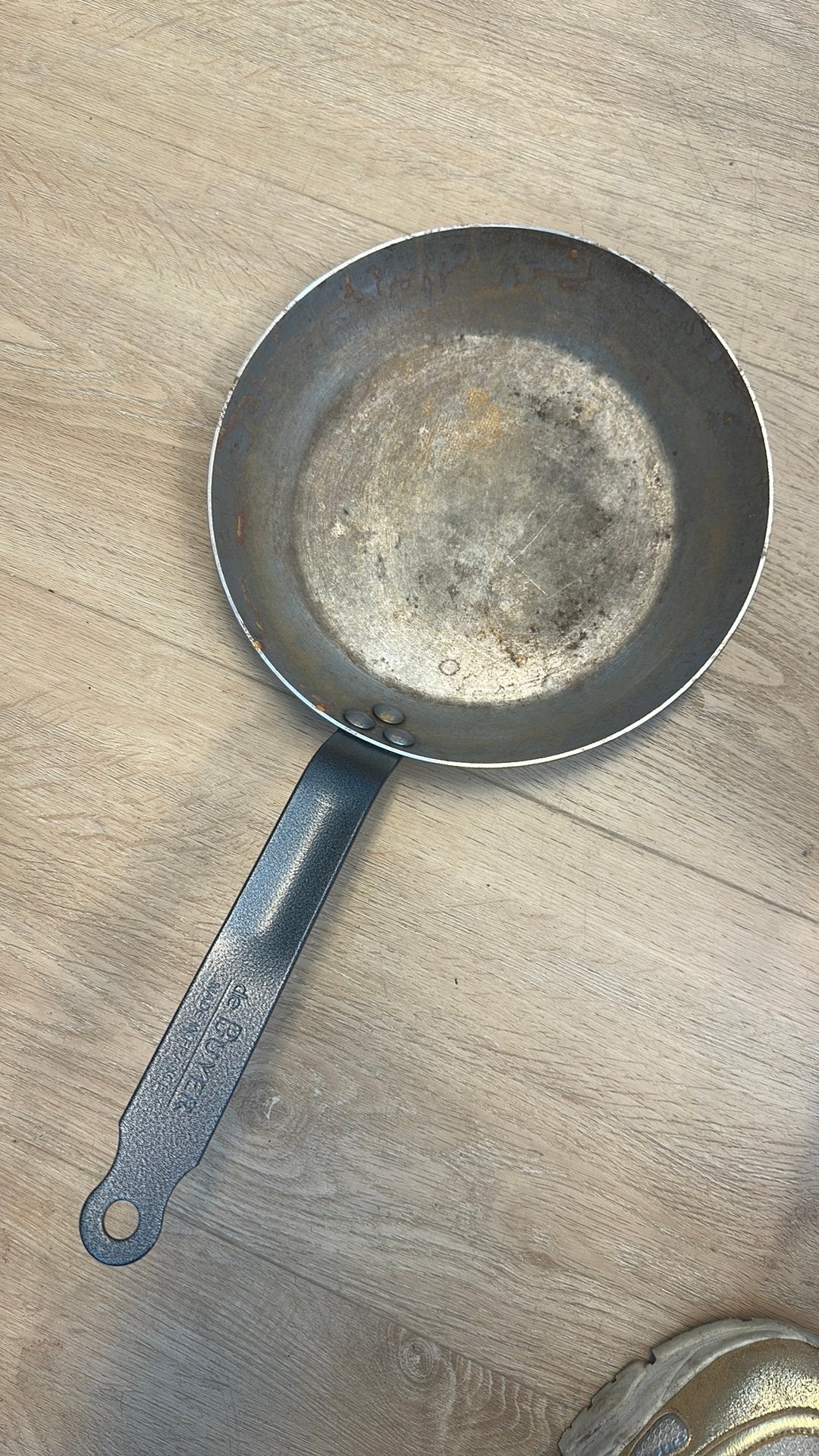 De Buyer 24 cm koekenpan, Gebruikt, De Buyer, Ophalen of Verzenden, Krasbestendig
