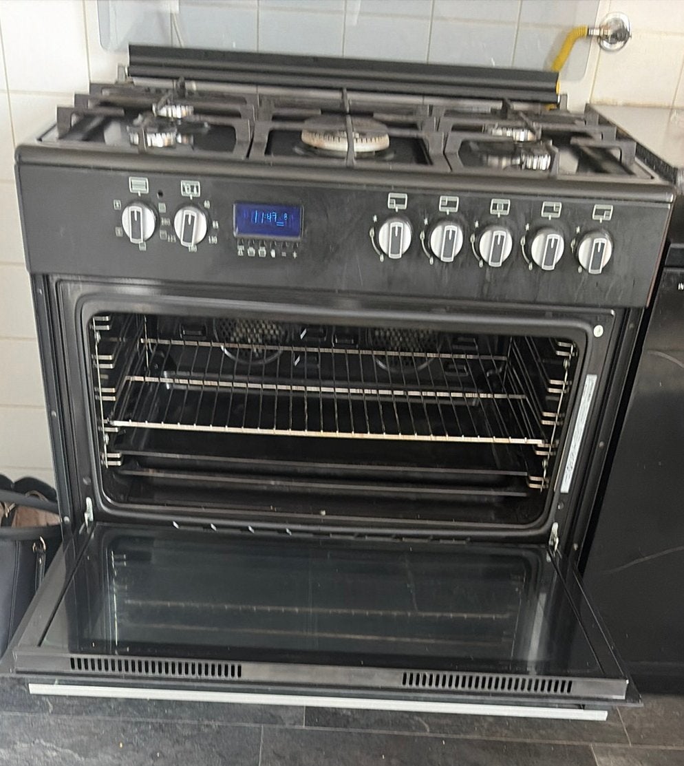 Wiggo Vrijstaand Gasfornuis met Oven - Zwart, Ophalen, Gebruikt, 60 cm of meer, Gas