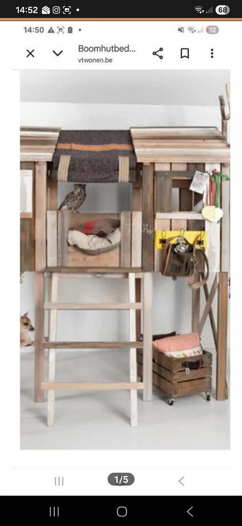 Uniek Boomhutbed van Steigerhout - Avontuurlijk Slapen!, Huis en Inrichting, Slaapkamer | Stapelbedden en Hoogslapers, 90 cm, Eenpersoons