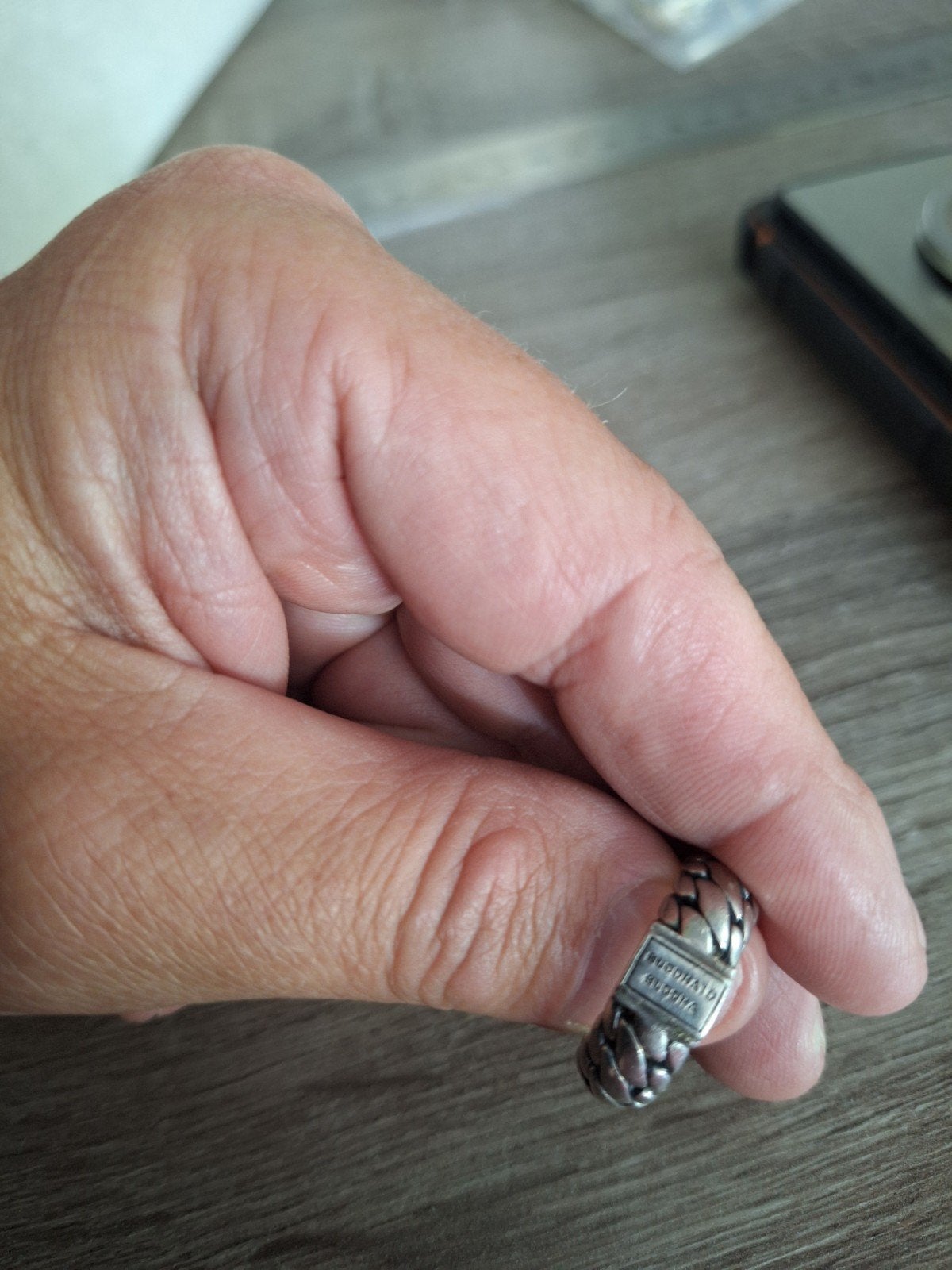 Zilveren Buddha to Buddha Ben ring, maat 19, Gebruikt, 19 tot 20, Ophalen of Verzenden, Dame of Heer