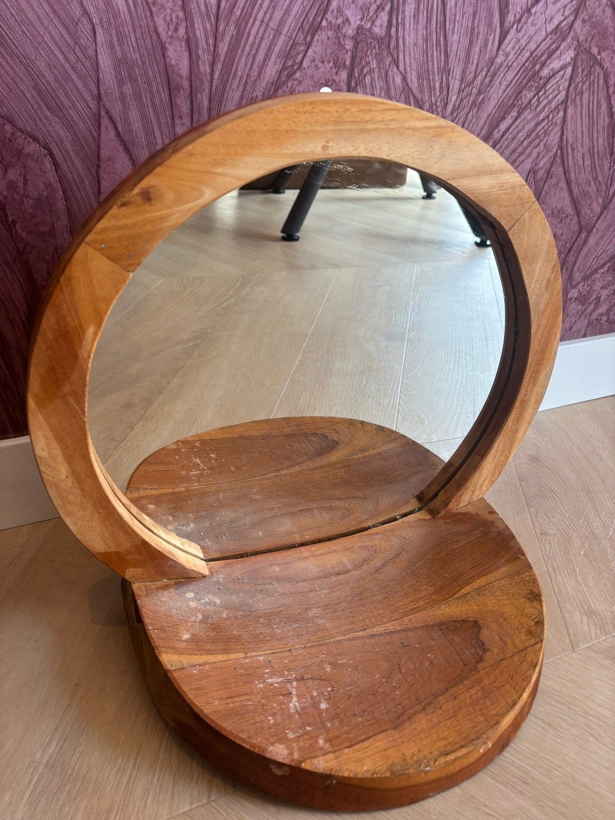 Eikenhouten spiegel van Ptmd - 38x40cm, Ophalen, Overige vormen, Minder dan 50 cm, Minder dan 100 cm