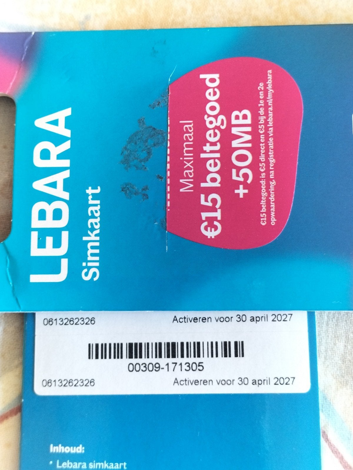 06-1326-2326 MOOI NUMMER LEBARA PREPAID SIMKAART NUMMER, Ophalen of Verzenden, Nieuw, KPN, Simkaart