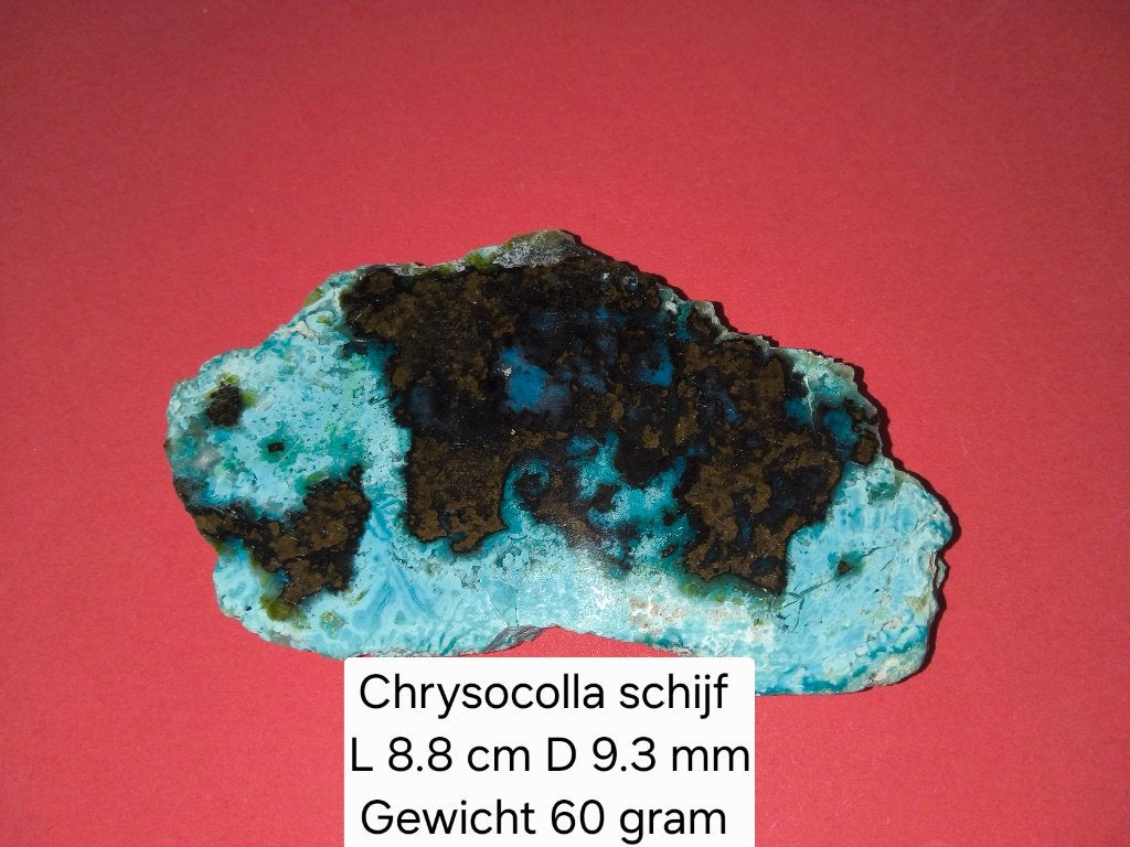 Chrysocolla schijf, Ophalen of Verzenden, Mineraal
