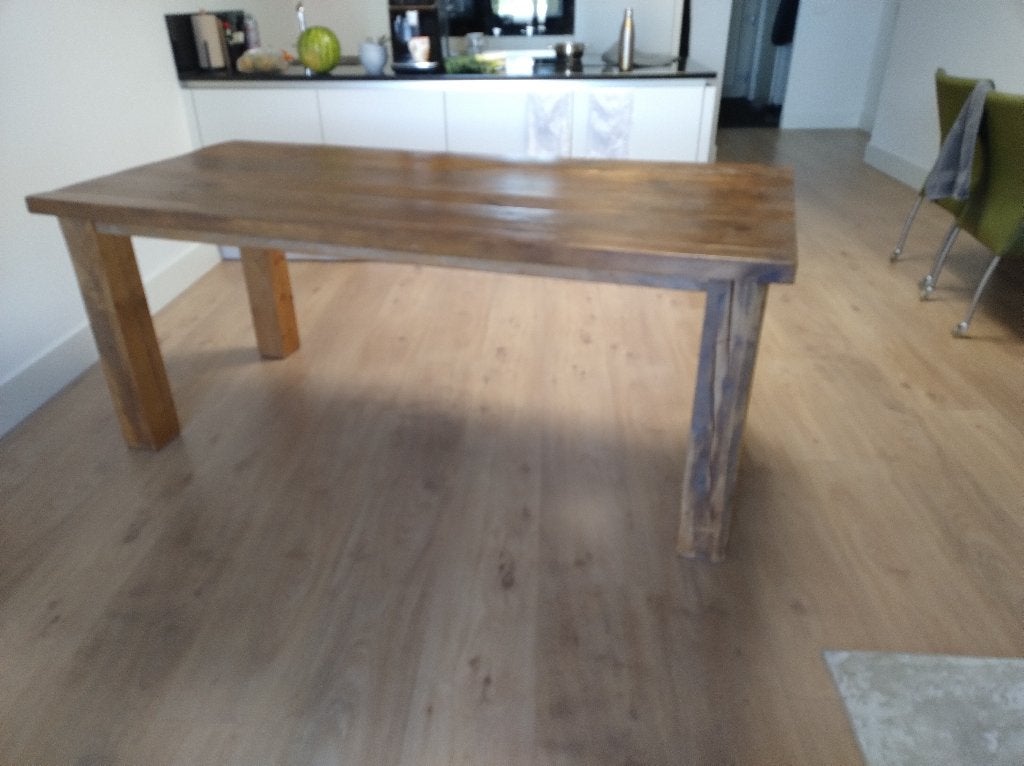 Te koop massief houten eettafel, Ophalen, Gebruikt, Massief hout, 50 tot 100 cm