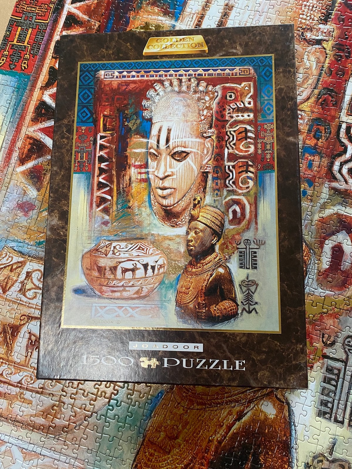 Puzzel Joadoor (met goudkleurige accenten) 1500 stukjes, Ophalen of Verzenden, 500 t/m 1500 stukjes, Zo goed als nieuw, Legpuzzel