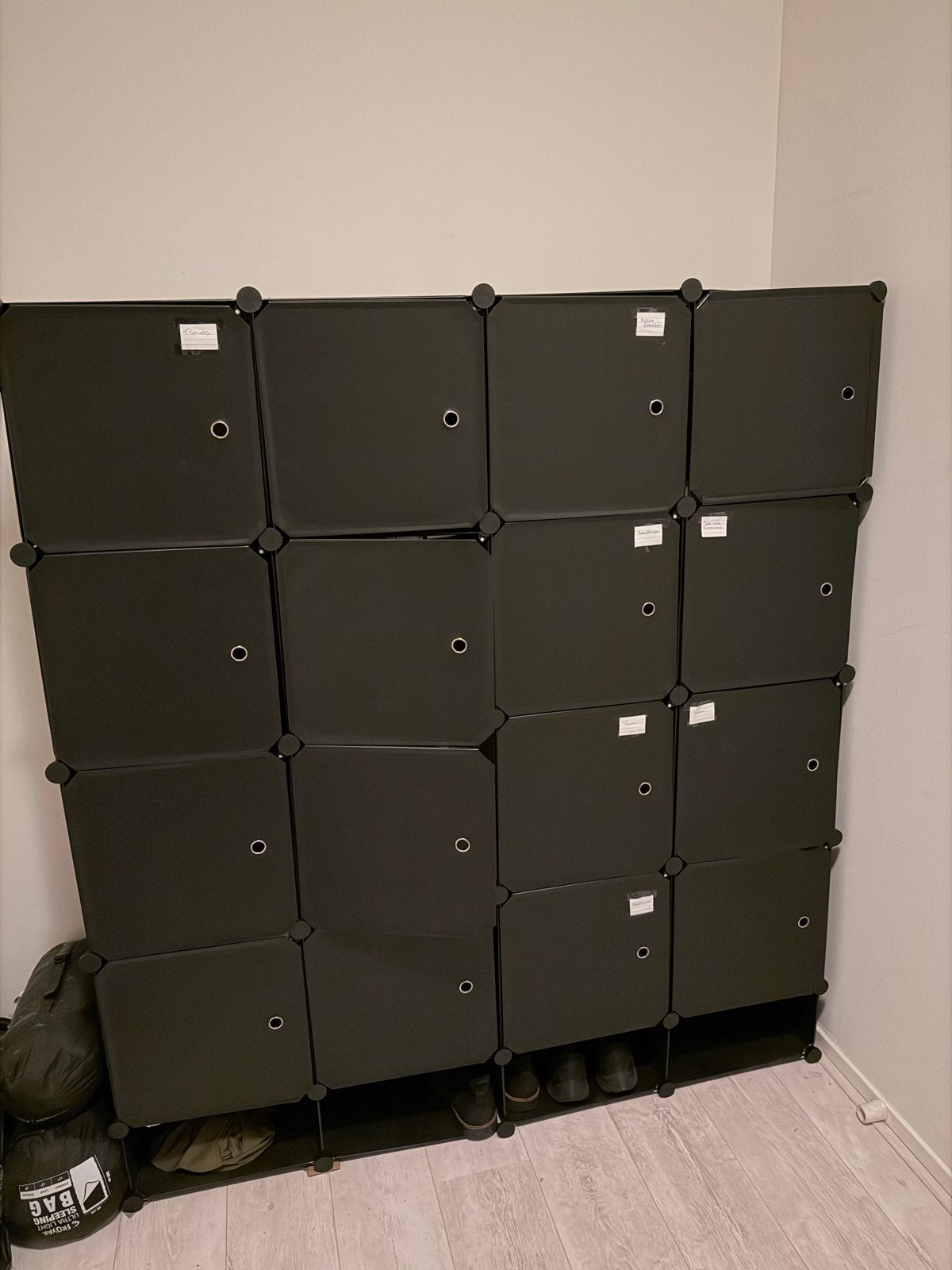 Modulaire Zwarte Vakkenkast met Deurtjes, Ophalen, Kunststof, Gebruikt, 100 tot 150 cm