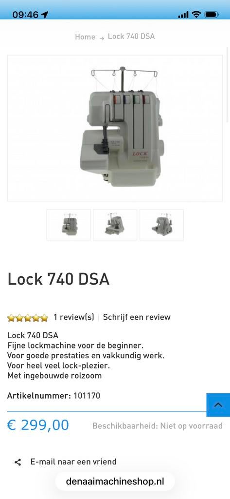 Lockmachine merk Lock 740 DSA, Hobby en Vrije tijd, Naaimachines en Toebehoren, Ophalen of Verzenden, Zo goed als nieuw, Lockmachine