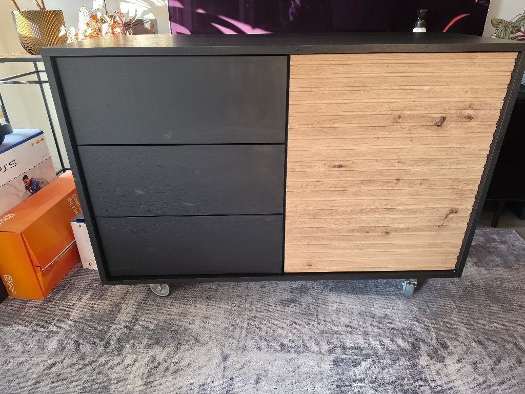 Willow dressoir/kastje met lades en schuifdeur, Ophalen, Gebruikt, 100 tot 150 cm, Met lade(s)