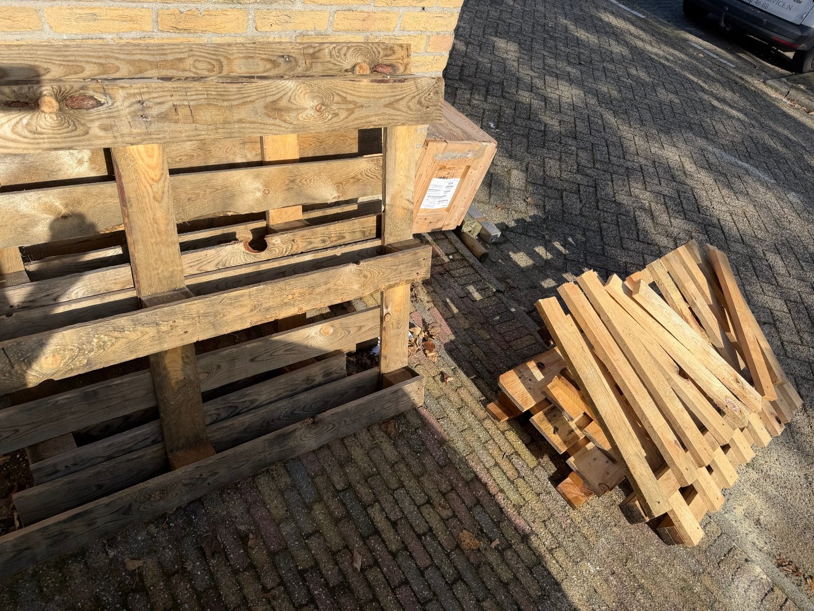 Gebruikte houten pallets en losse planken, Gebruikt, Minder dan 25 mm, Ophalen of Verzenden, Pallet