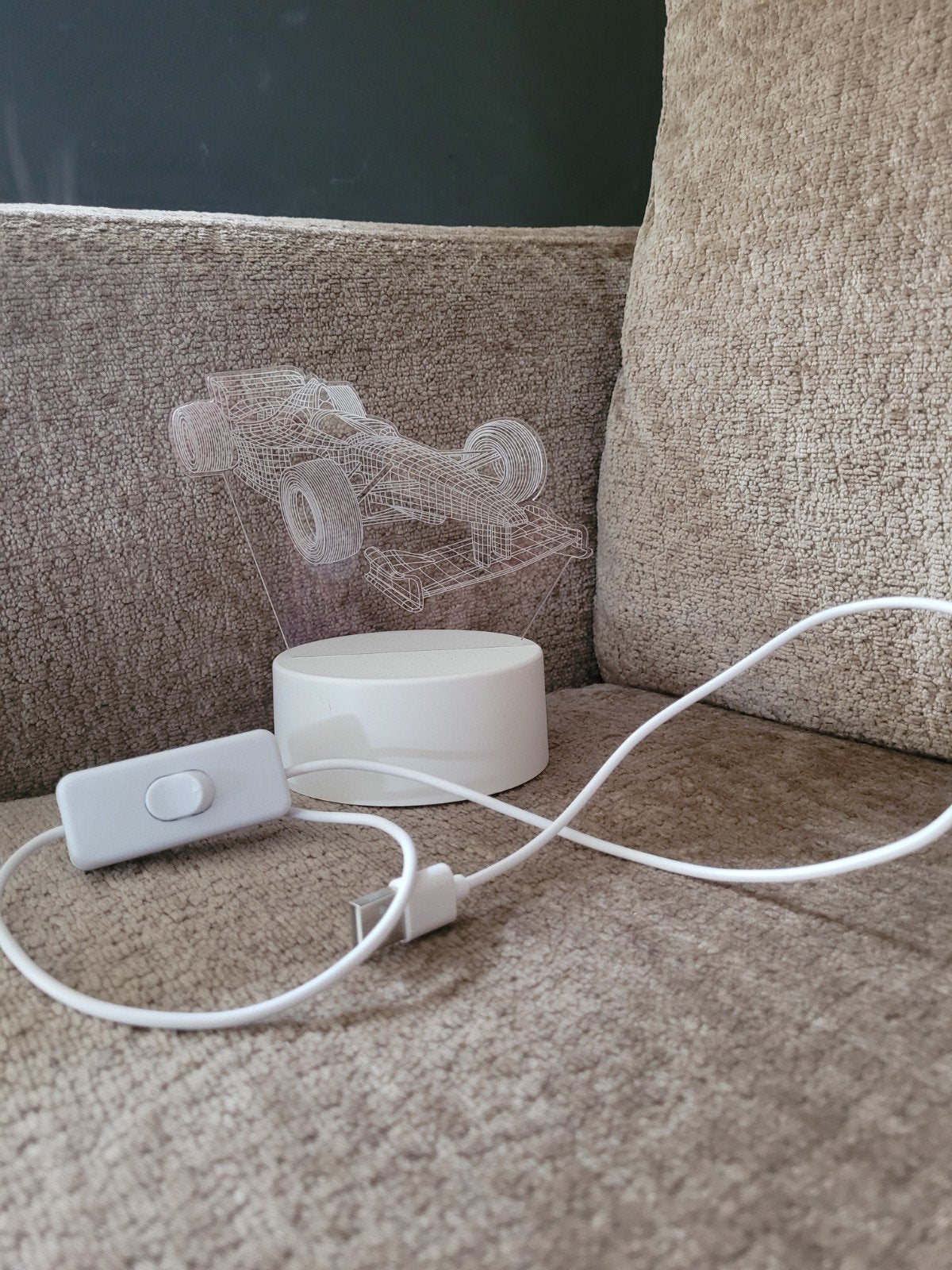 3D Optische Illusie Lamp Formule 1 Auto, Met schakelaar, Wit, Overige merken, Kunststof
