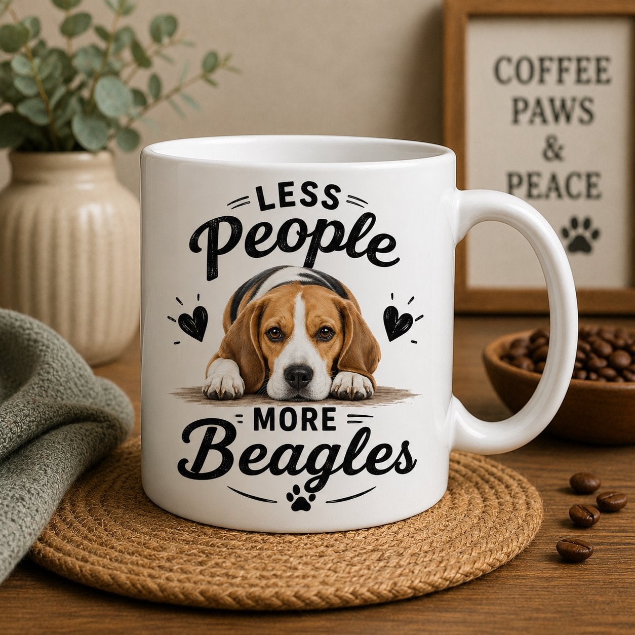 Less People, More Beagles - Beagle Mok, Dieren en Toebehoren, Honden-accessoires, Verzenden, Nieuw