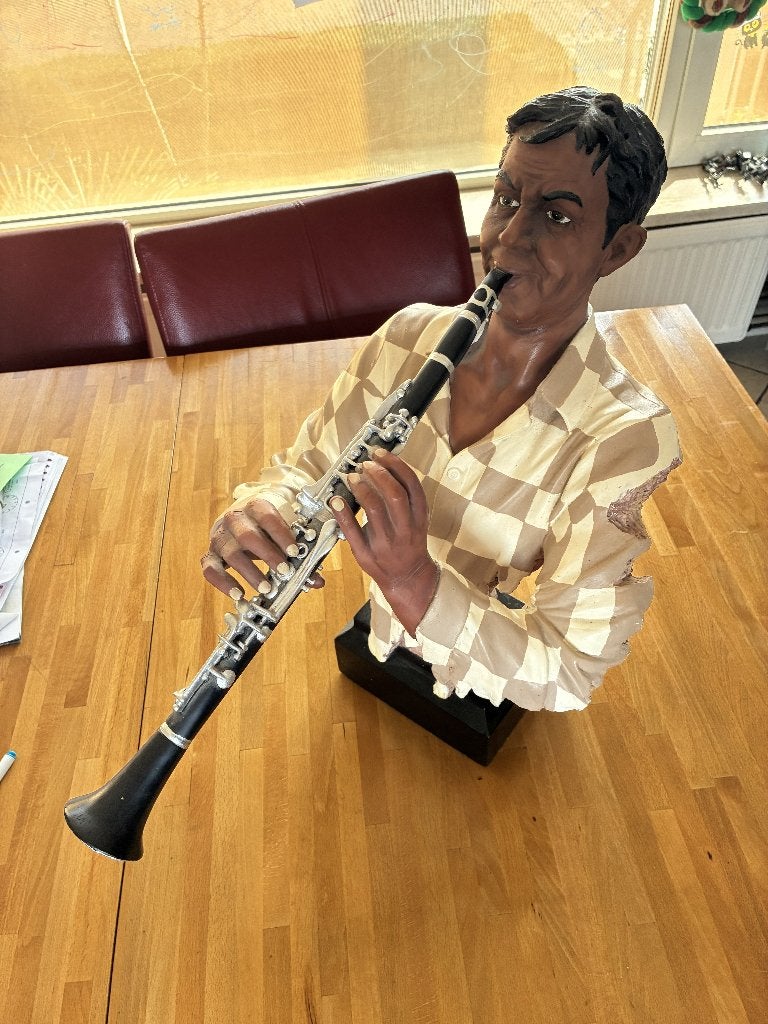 Groot en zwaar epoxy jazz beeld kunstwerk, Ophalen, Gebruikt, Mens