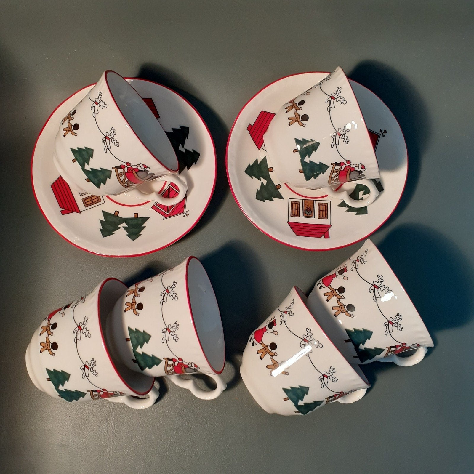 Masons Christmas 6 koffiekopjes 2 schotels, Nieuw, Ophalen of Verzenden, Wedgwood, Kop(pen) en/of Schotel(s)