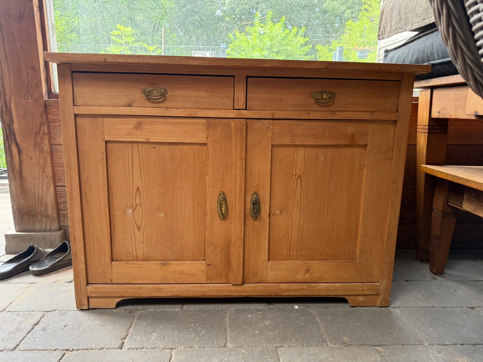Oud geloogd grenen kastje dressoir, Ophalen, Gebruikt, 25 tot 50 cm, 50 tot 100 cm