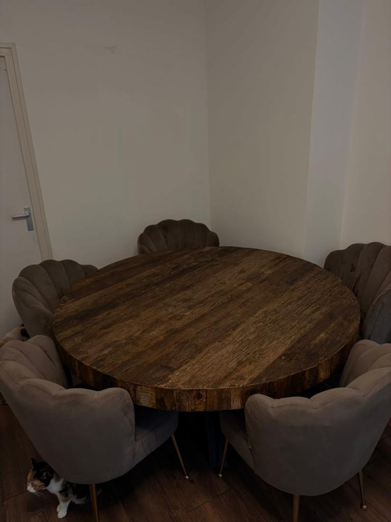 LUXE ROND BRUINE EETTAFEL - €1.000 euro, Gebruikt, 150 tot 200 cm, Rond, Ophalen of Verzenden