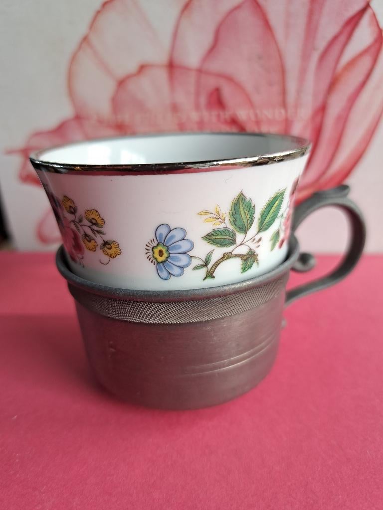 bekertjes in tinnen houder, Antiek en Kunst, Antiek | Tin, Ophalen of Verzenden