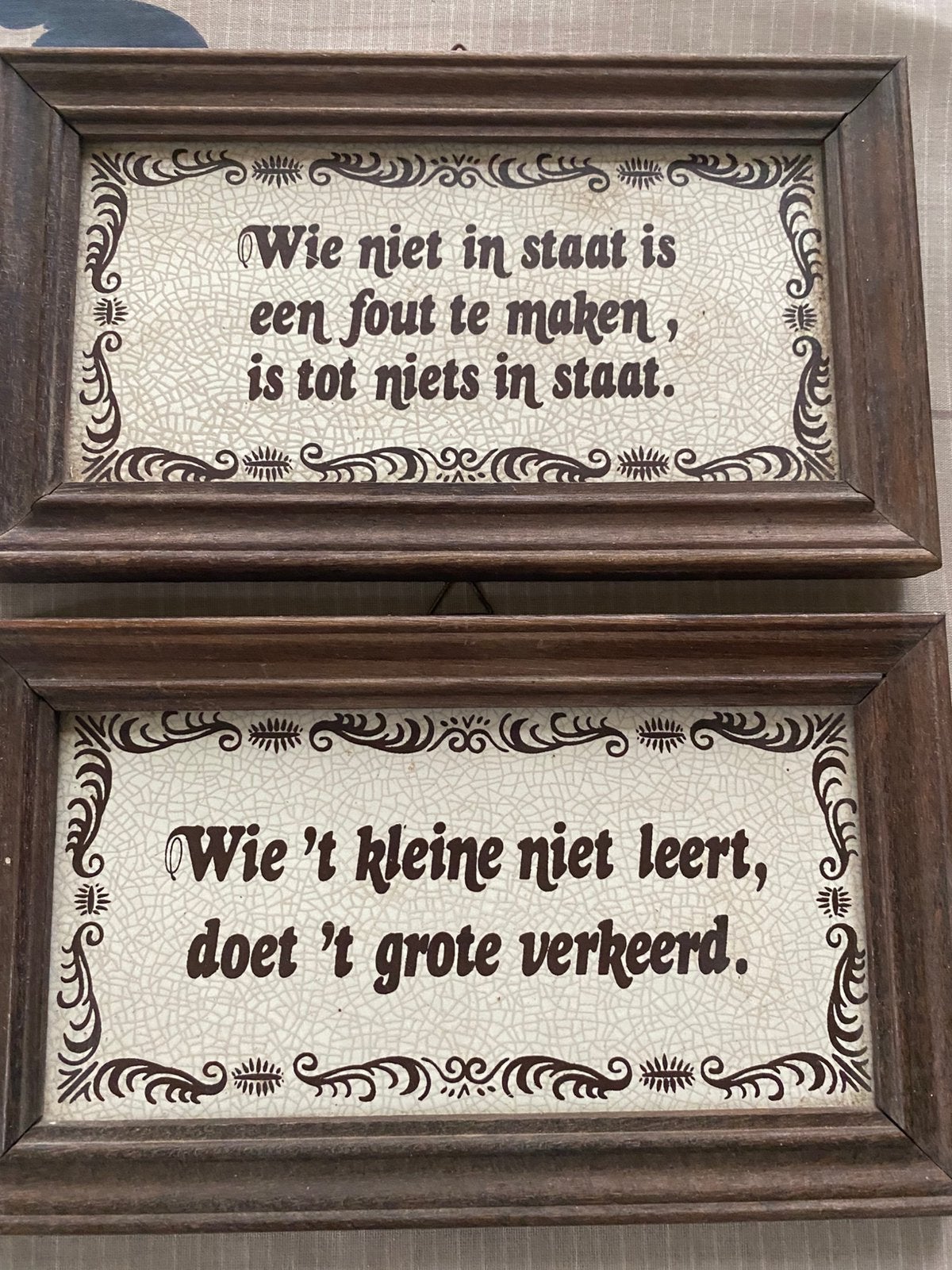 2 x spreuken op Mosa tegeltjes, Ophalen of Verzenden, Zo goed als nieuw