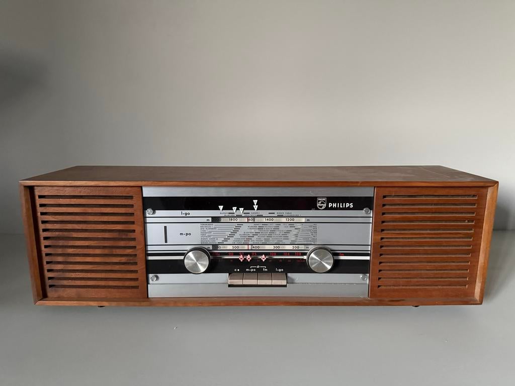 Vintage Philips Radio - Klassieke Houten Ontvanger, Ophalen of Verzenden, Gebruikt, Radio