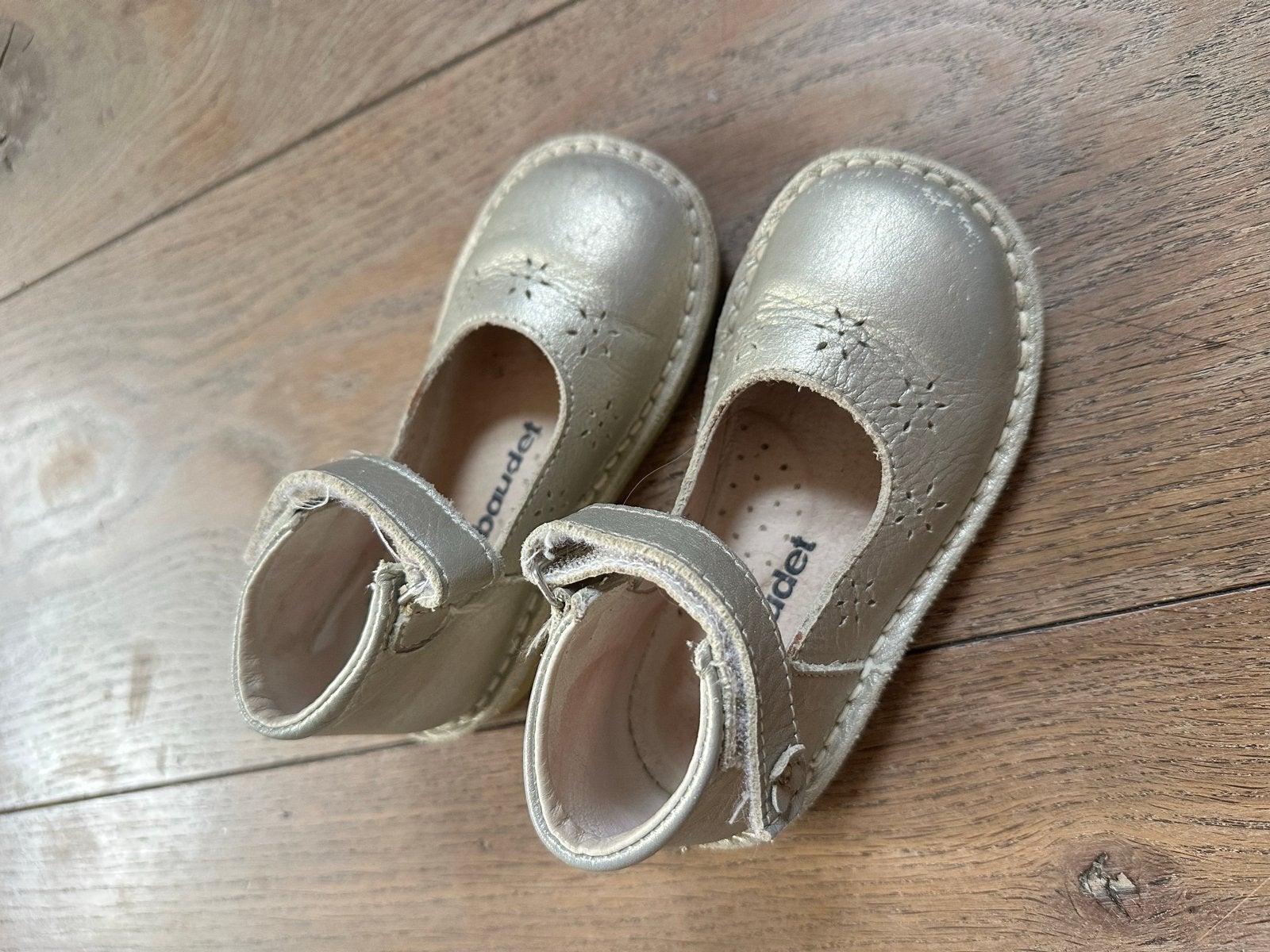 Zilver leren kinderschoenen - Vertbaudet maat 24, Ophalen of Verzenden, Gebruikt, Meisje, Schoenen