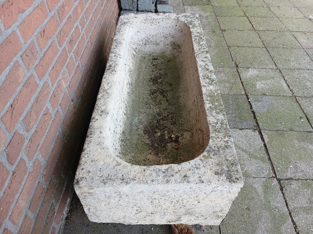 Hardsteenbak, Tuin en Terras, Ophalen, Gebruikt, Wit, Kei
