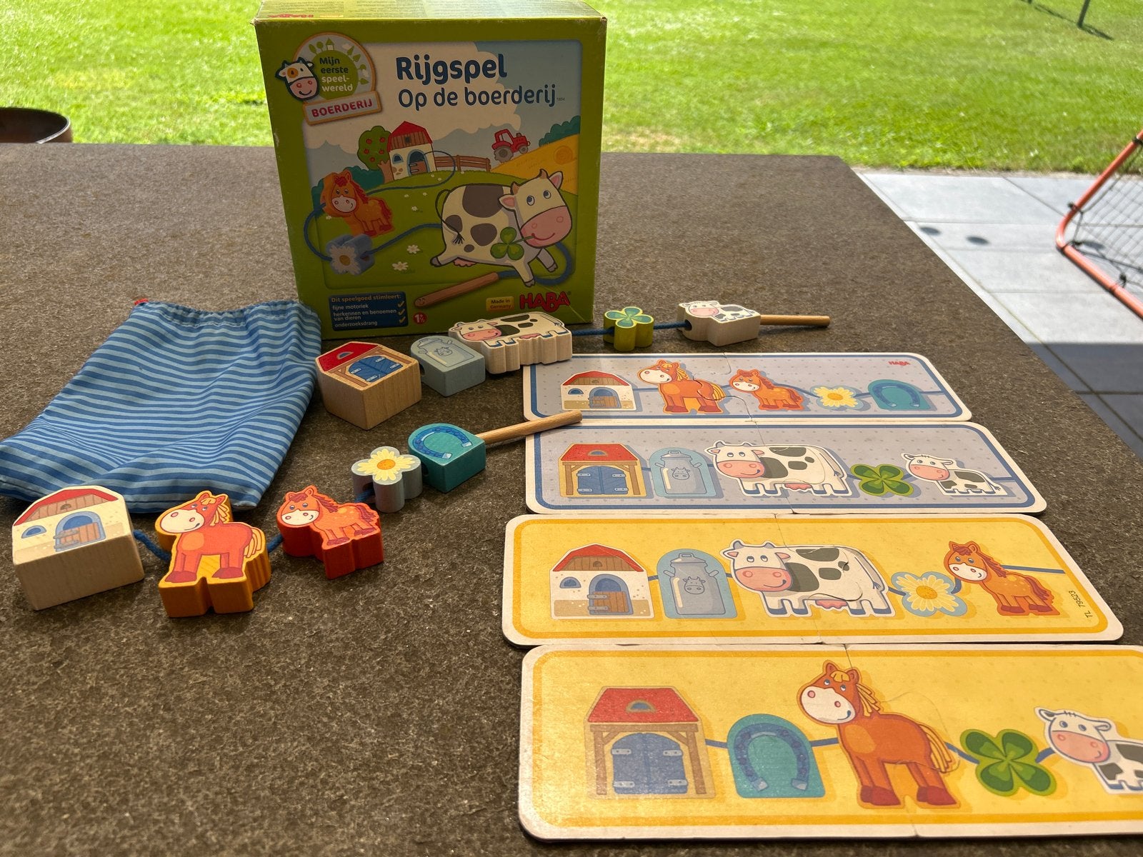 Haba Rijgspel Op de boerderij - Educatief speelgoed, Ophalen of Verzenden, Gebruikt, Knutselen