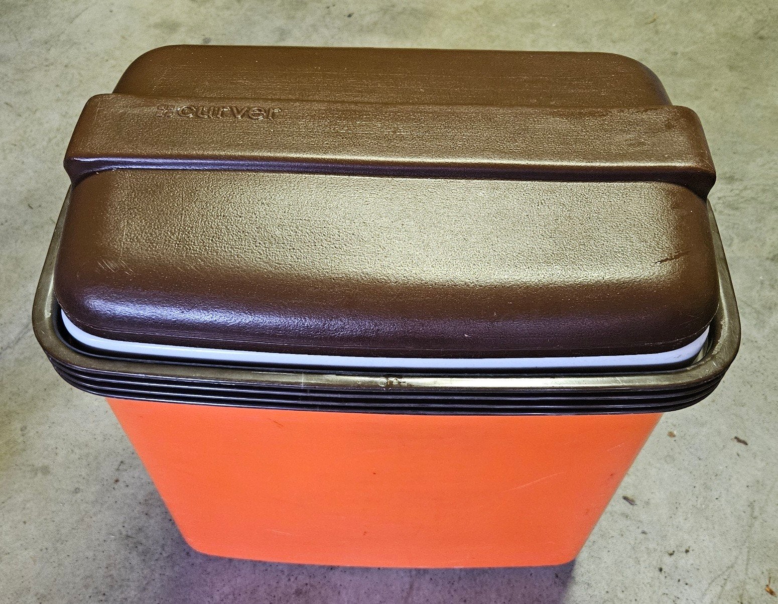 Curver Retro Koelbox - Oranje/Bruin (40x40x28 cm), Ophalen of Verzenden, Gebruikt, Koelbox, Koelelement
