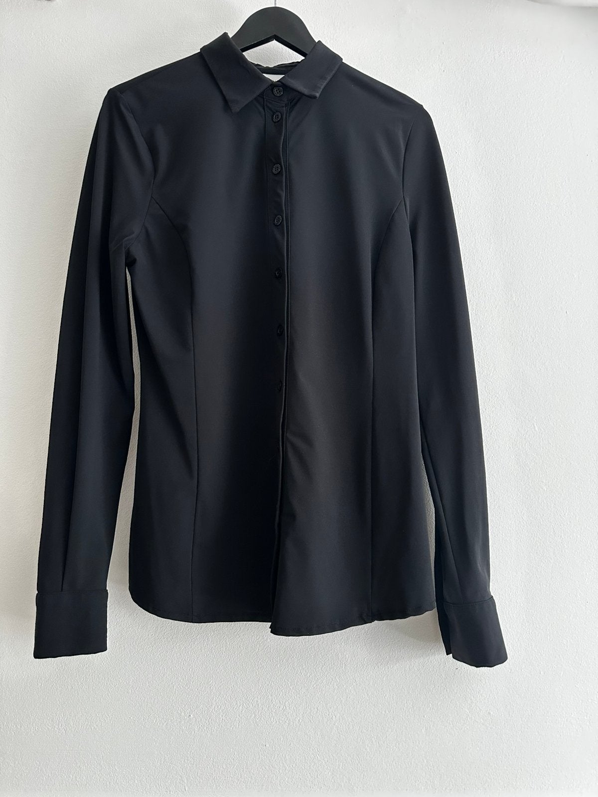 Zwarte blouse travelstof Helena Hart maat M(L), Ophalen of Verzenden, Gedragen, Maat 42/44 (L), Zwart